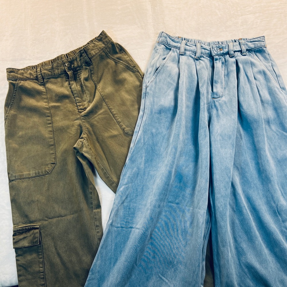 YFB Young Fabulous & Broke Pants Bundle Olive Cargo & Denim Jean Wide Leg Small